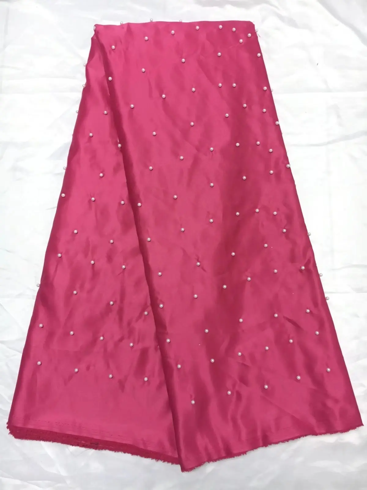 

New African Raw Silk Nigerian George Material High Quality Wrapper African George Lace Fabric With Bead For Wedding Dress Yj5