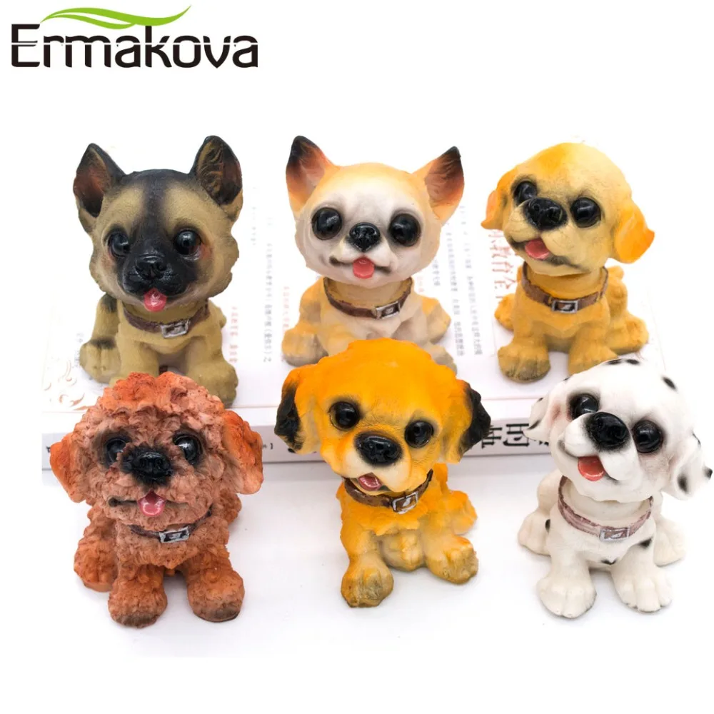 ERMAKOVA 6 шт./компл. Смола собака поплавок статуя щенок кивающая кукла встряхивание