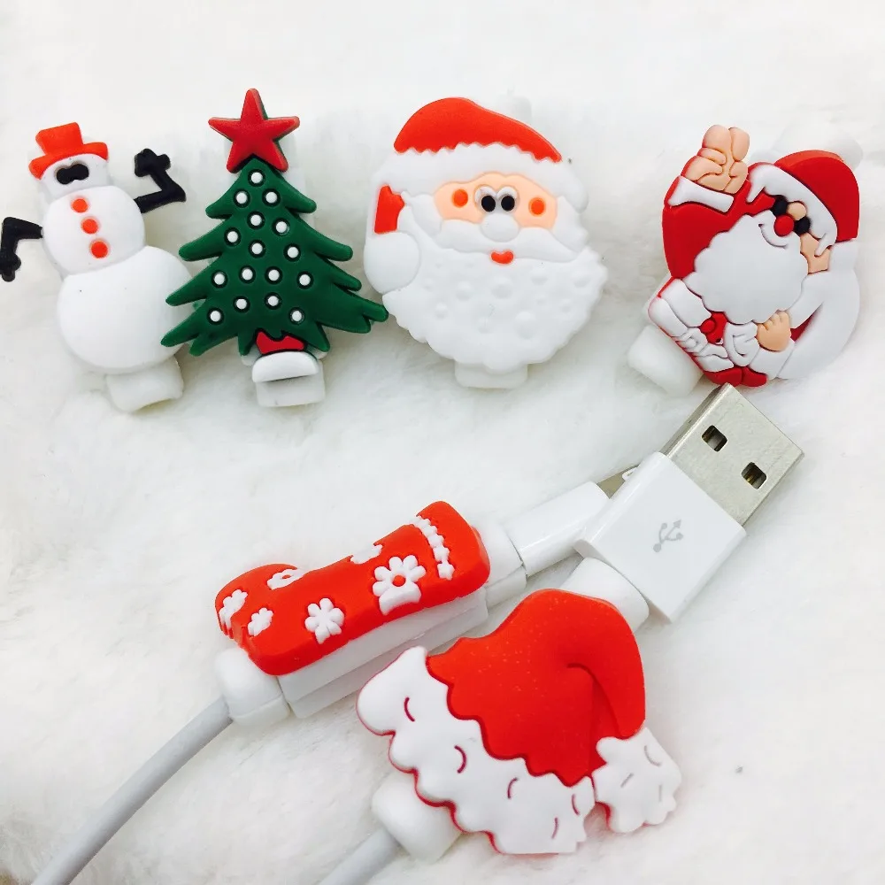 Защитный чехол для кабеля зарядного устройства USB в рождественском стиле
