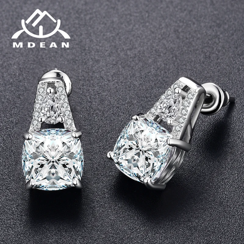 Женские серьги гвоздики MDEAN белого и золотого цвета ювелирные изделия с цирконом