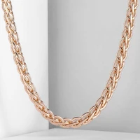 5 5mm womens mens necklace flat hammered wheat chain 585 rose gold color necklace fashion jewelry 20inch 24inch cn02