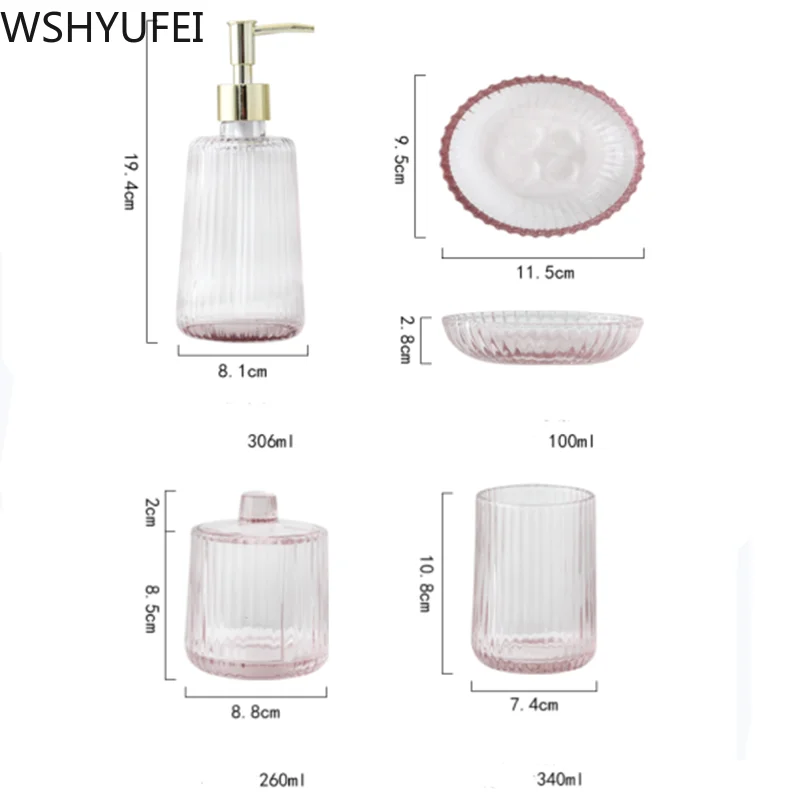 

Nordic fashion glass bathroom wash set Light luxury couple cup Bathroom bathroom accessories Home crafts ornaments WSHYUFEI