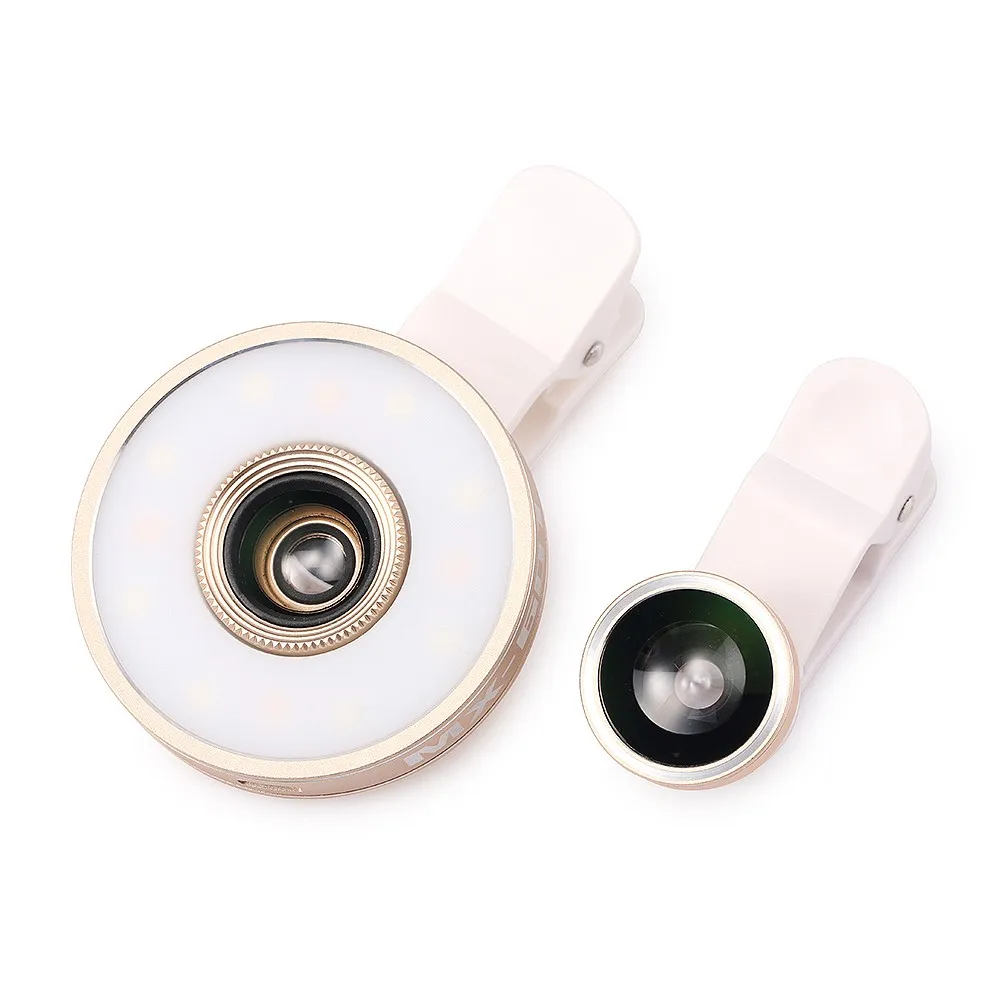 6 в 1 LED Lens Clip on Фонарик 185 Рыбий Глаз 10x макро 0.65x Широкоугольный Объектив для Ainol Novo 7