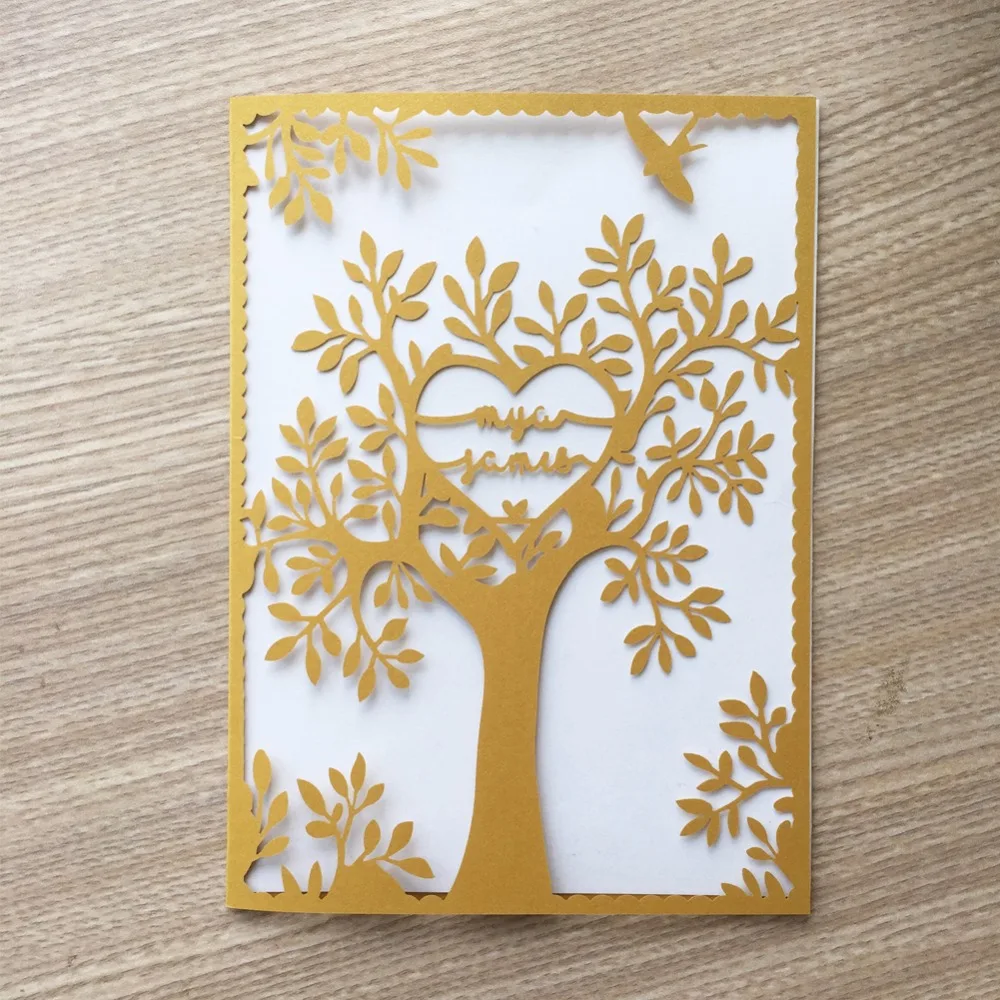 20 шт./лот лазерная резка дерева узор свадебное приглашение открытка