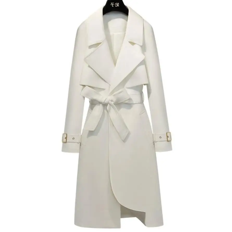 Женский Тренч-ветровка размера плюс 3XL осень 2020 приталенный однотонный Тренч с