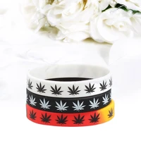 1pc silicone leaves fashion leaf print braceletbangles black white color wristband fashion jewelry