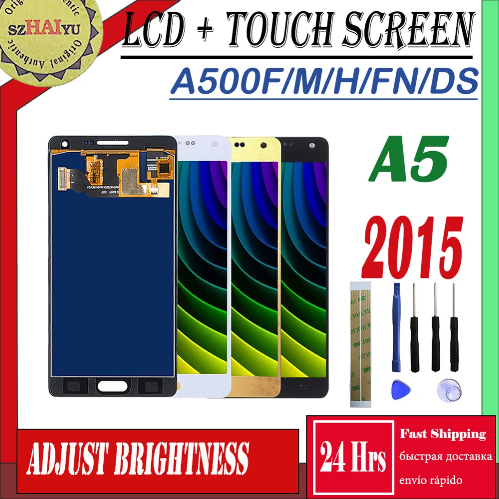 SM-A500FN/F/M/H/DS для samsung Galaxy A5 A500 ЖК-дисплей+ сенсорный экран A500H A500FN A500F A500M экран регулировка яркости