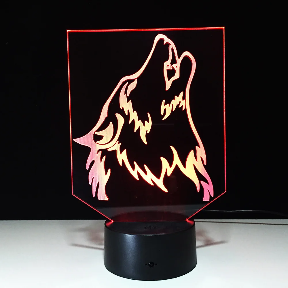 Волка Новинка 3D светодиодный светильник ночник Мощность банк Usb LED Lamparas