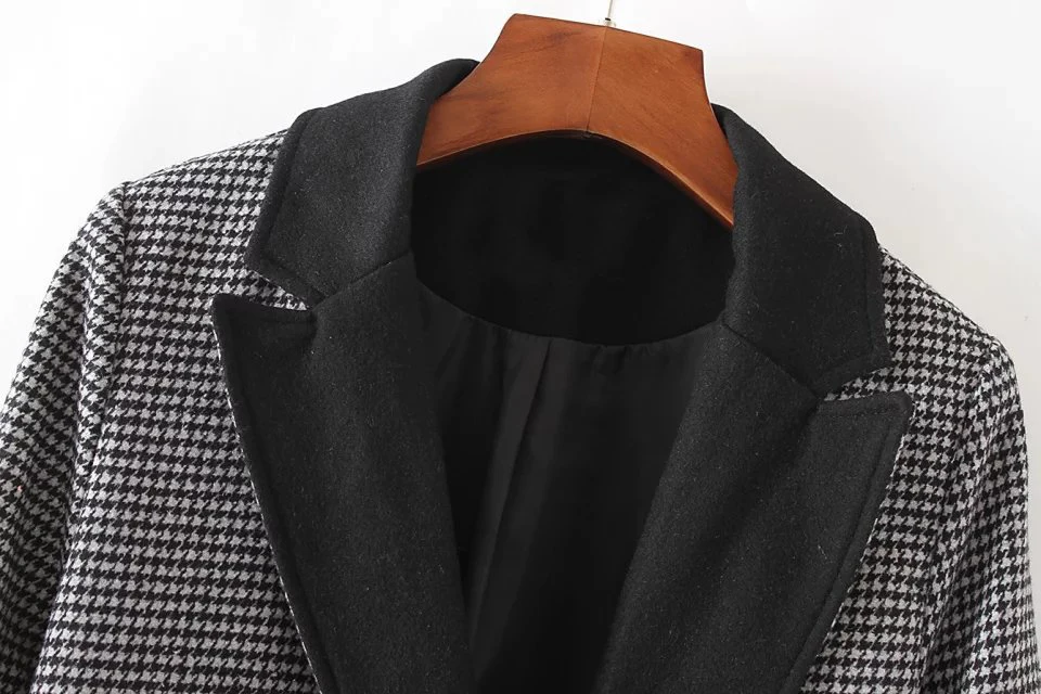 Bella Philosophy 2016 autumn winter Fashion temperament Houndstooth woolen coat jacket | Женская одежда