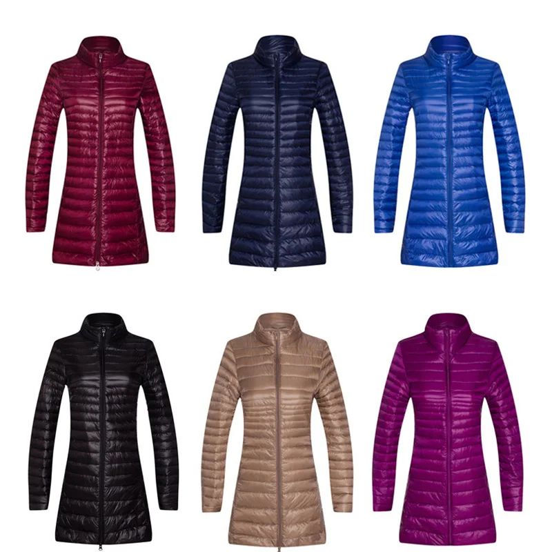 Женское пальто 90% белый утиный пух длинная куртка ультра легкие тонкие