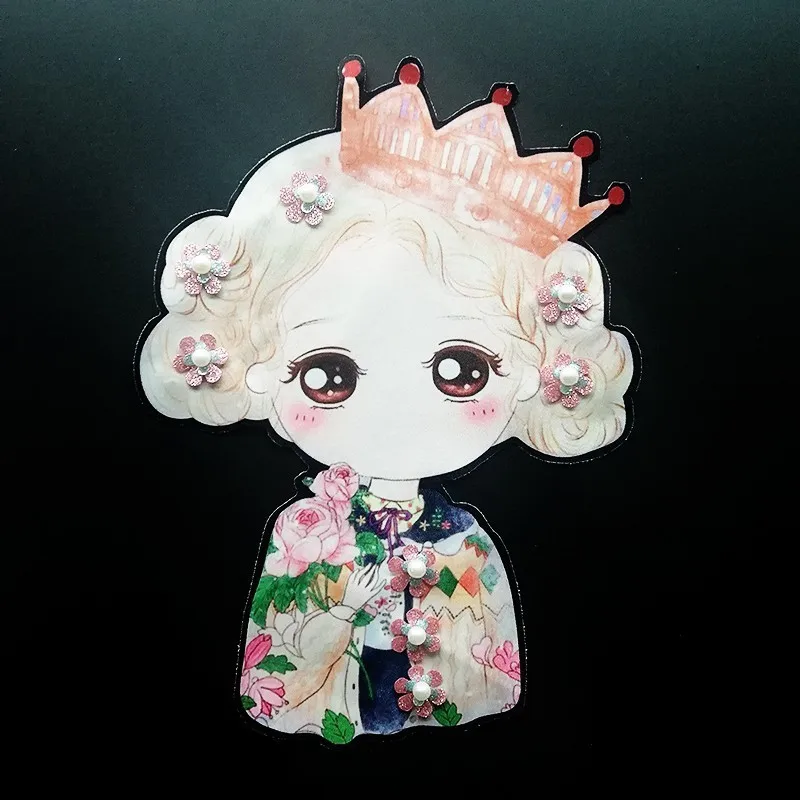 Мультяшные нашивки с вышивкой из бисера для девочек Kawaii Принцесса Аппликации Diy