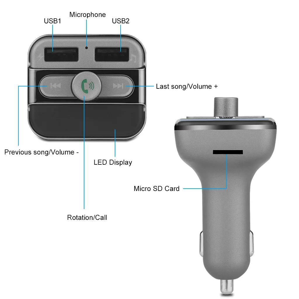 Новый Автомобильный Bluetooth комплект беспроводной FM передатчик двойное зарядное