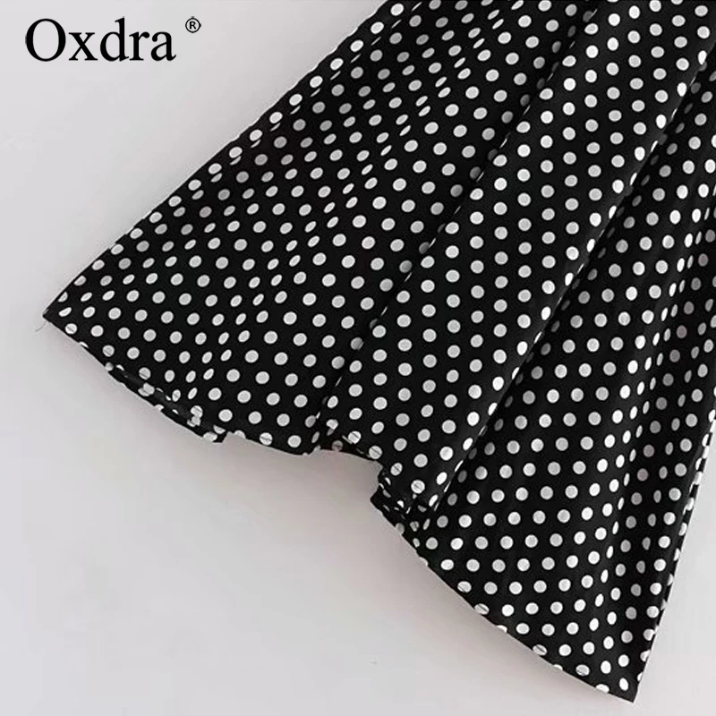 Oxdra 2018 летние новые популярные винтажные черные белые платья в горошек женская