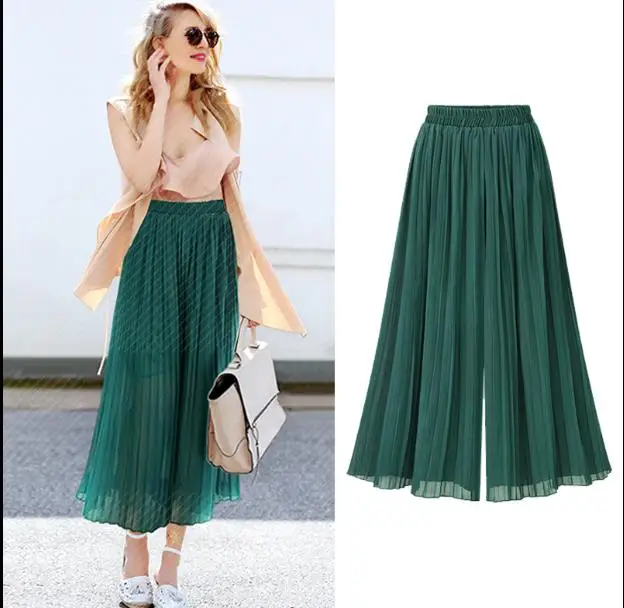 Женские шифоновые плиссированные брюки с эластичной резинкой на талии свободные