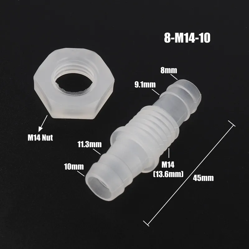 8-M14-10 5 шт. M12~ M16 резьба 8~ 12 мм пагода соединения PP Прямые соединители Шестигранная гайка аквариум воздушный насос фитинги водяной шланг запчасти - Цвет: 8-M14-10
