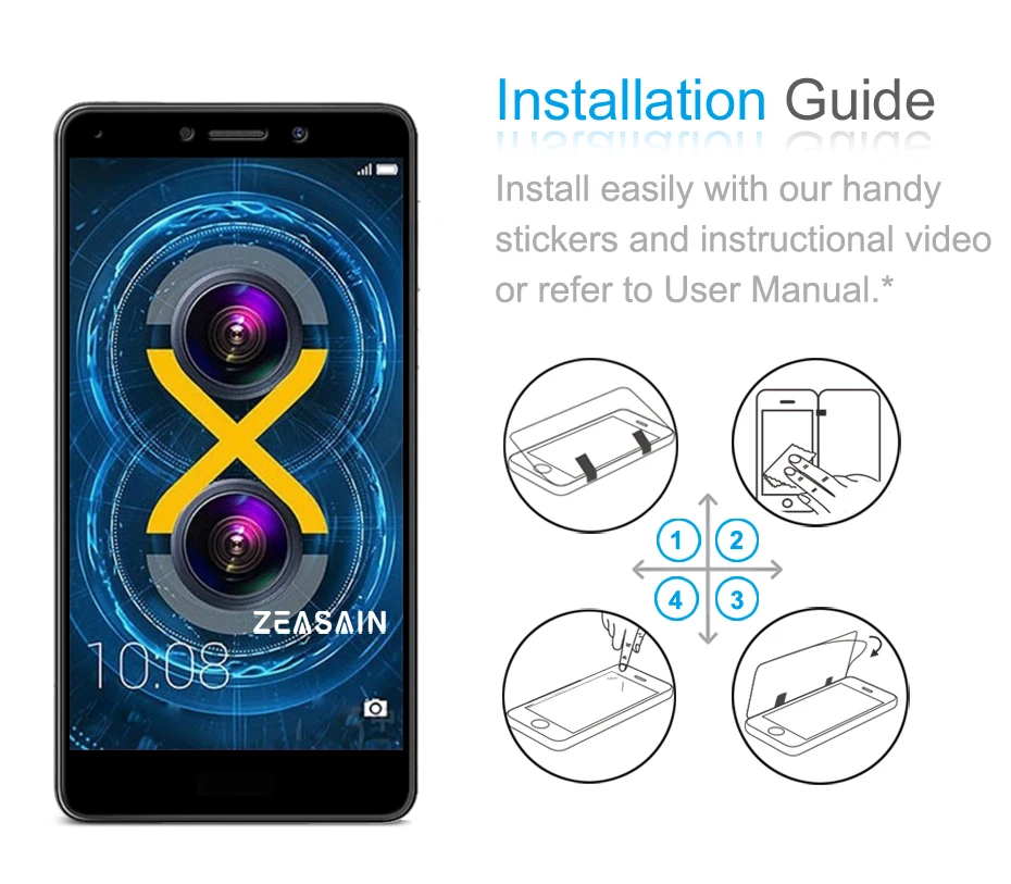 ZEASAIN полное покрытие из закаленного стекла для huawei Honor 6X6 X Honor6X протектор экрана 5," Настоящее 2.5D 9 H Высококачественная стеклянная пленка