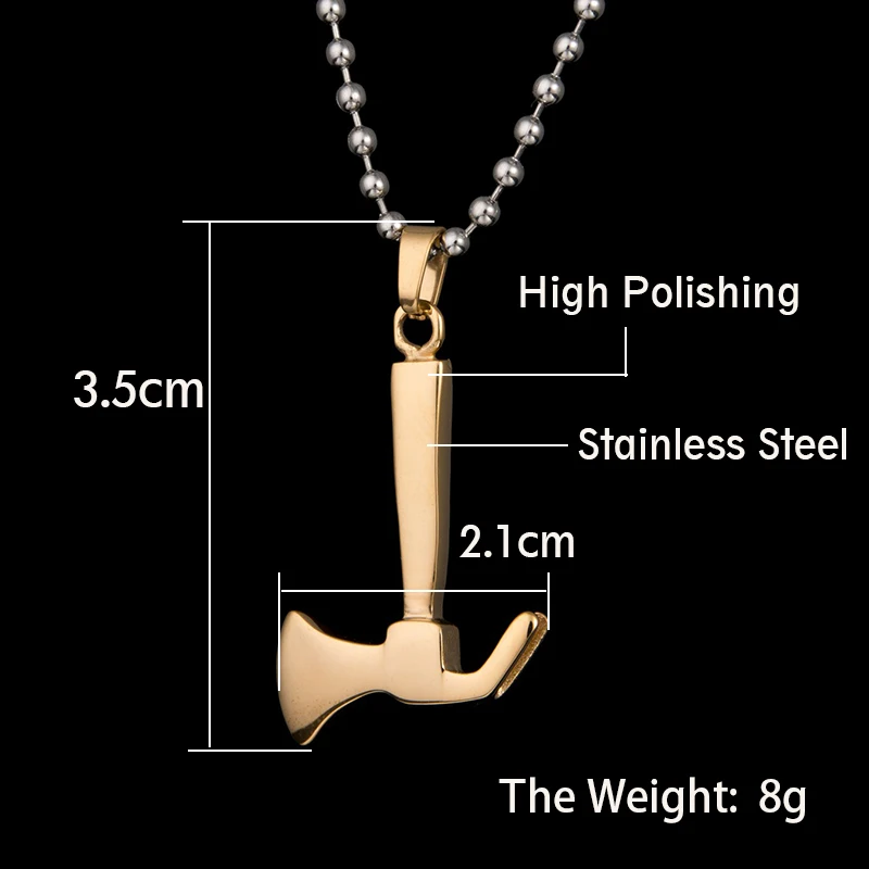 Простой Модный панк Золотой цвет топор из нержавеющей стали цепочка бисера