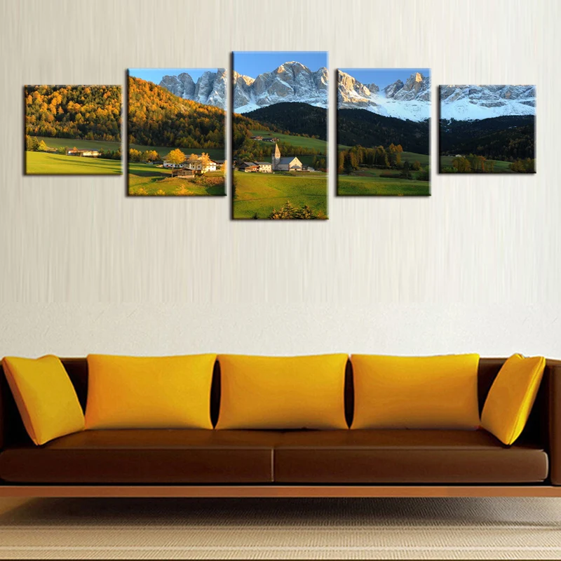

5 panel snowboarding landscape canvas wall art painting home decoration living room canvas print wall painting works