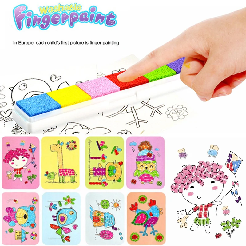 

8Pcs/Set Cartoon Kids Finger Painting Craft Colorful Diy Finger Paint Education Toys For Children Learning Picture Drawing Toys