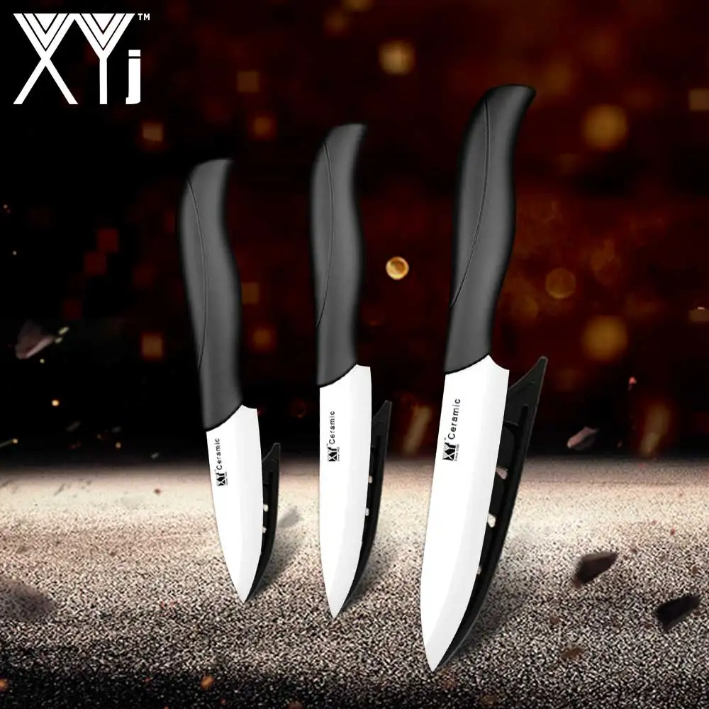 BLACK H WHITE B XYj набор кухонных керамических ножей набор инструментов " 4" " дюймов Красный Фиолетовый Синий Зеленый Ручка циркониевый оксид Cermaic нож Аксессуары для приготовления пищи - Цвет: BLACK H WHITE B