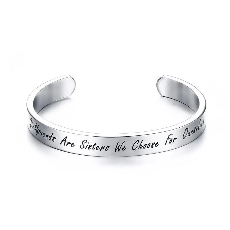 English Lettering Love Words Open Bangle Stainless Steel Don't Fade for Unisex 8MM Width Adjustable Size | Украшения и