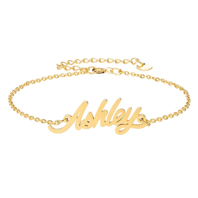 Модные Нержавеющая сталь имя Цепочки и ожерелья + Браслет &quotAshley&quot сценарий