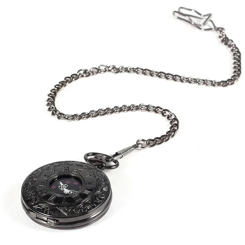2016 Высокий Рейтинг Роман Ретро Античная Стимпанк Карманные Часы Черные Мужчины