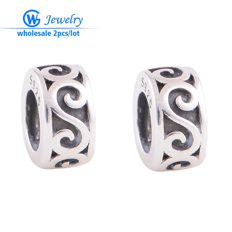 2 шт./лот новый стиль ювелирные гравировочные бусины серебро 925 пробы