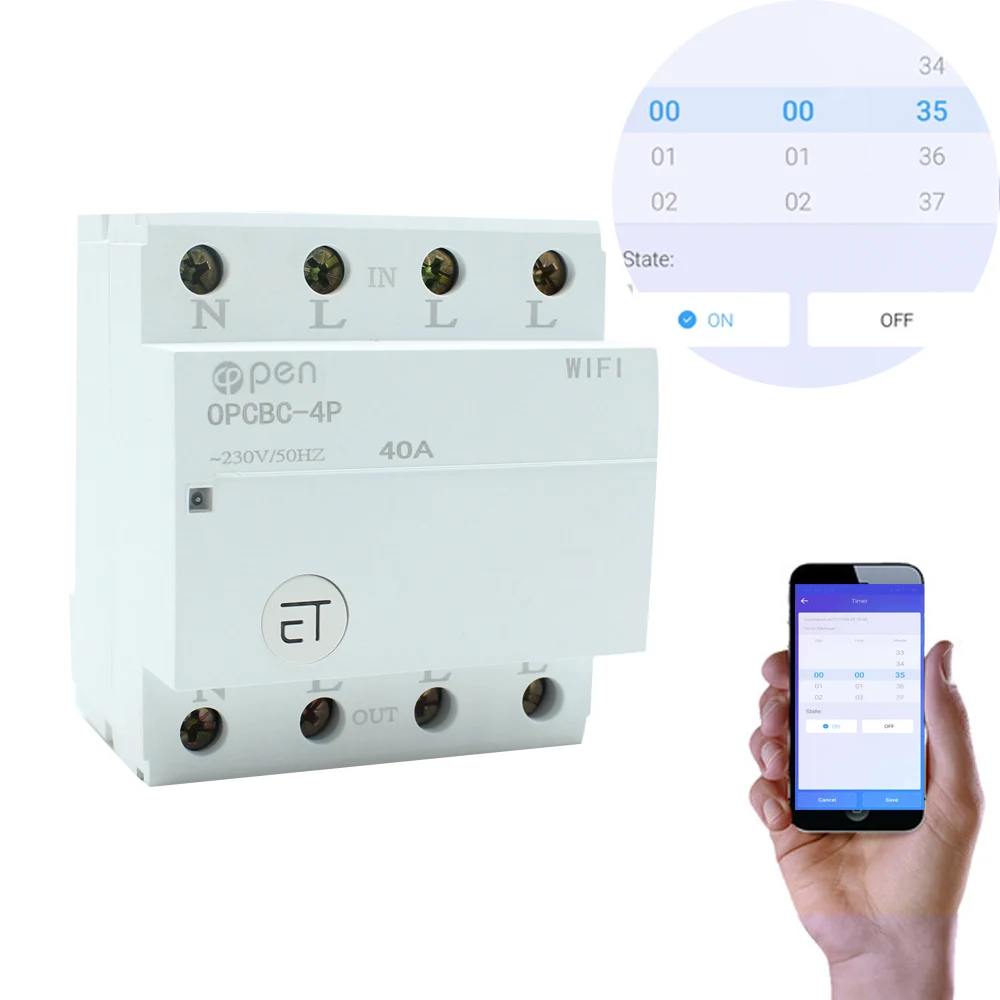 Открытый Wi-Fi 4P 40A din-рейку Wi-Fi выключатель Реле Тип Смарт-переключатель дистанционного управления по eWeLink APP