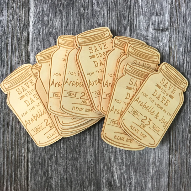 

Personalized Engraved "Save The Date" Wedding invitation Wooden magnet Tags Wedding Favor Rustic Wedding Bridal Shower Favor