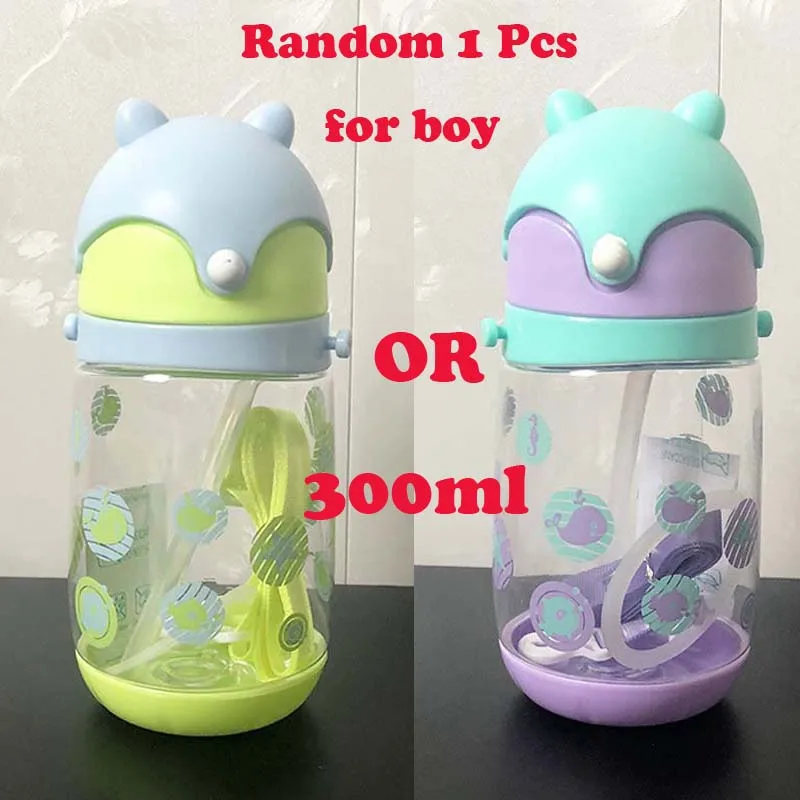 Boy Green or Blue Лисий Кролик для детей новорожденных герметичная чашка тренировочная Питьевая чашка 300 мл Прямая поставка - Цвет: Boy Green or Blue