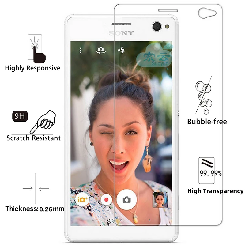 2.5D Закаленное стекло для Sony Xperia C4 9H Высокое качество Взрывозащищенная защитная