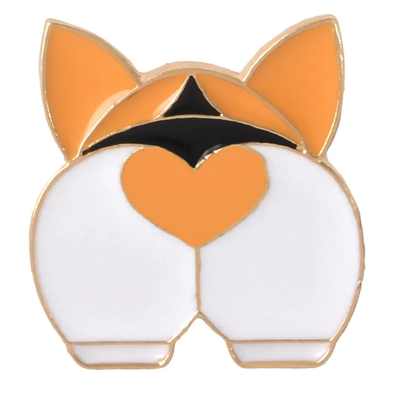 Orange heart Qihe ювелирные изделия корги сердце приклад булавки приклад Броши корги любовник эмаль нагрудные знаки Значки для корги ботаники подарок для собаки мамы - Окраска металла: Orange heart