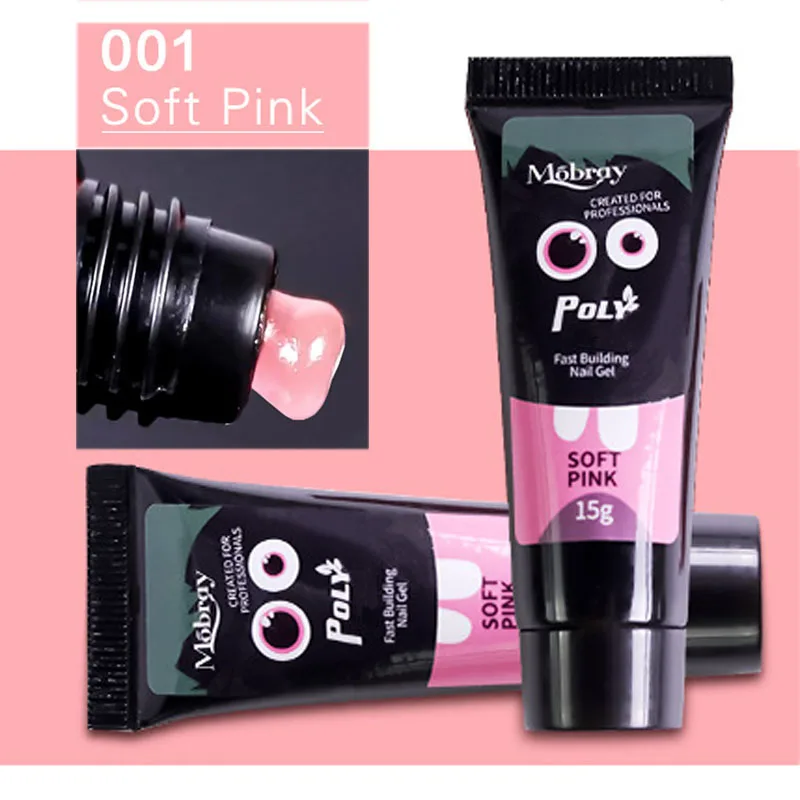 soft pink 15 мл, 9 цветов, полигель для наращивания пальцев, Кристальный Желейный гель для ногтей, камуфляжный, УФ светодиодный, твердый гель, акриловый, строительный гель для дизайна ногтей - Цвет: soft pink