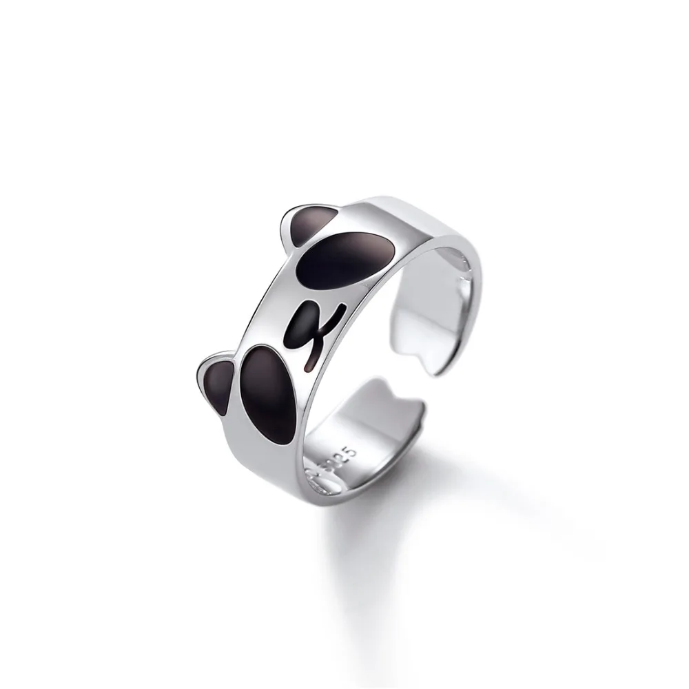 SILVERCUTE 925 пробы серебро, эмаль Panda кольцо для Для женщин Регулируемый Размеры Fine Jewelry подарок милые животные Открытые Кольца SCR6366B