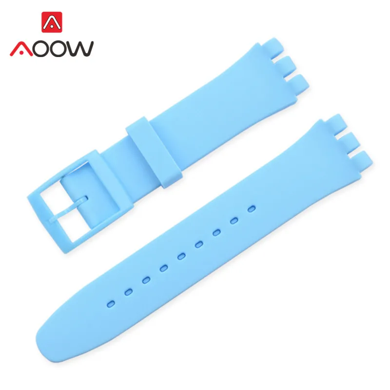 Baby blue Красочные Силиконовый ремешок для наручных часов часы swatch 12 мм 16 мм 17 мм/19 мм/20 мм/резина, сменный ремешок для наручных часов, ремешок, автомобильные аксессуары, розовый цвет черный - Цвет ремешка: Baby blue