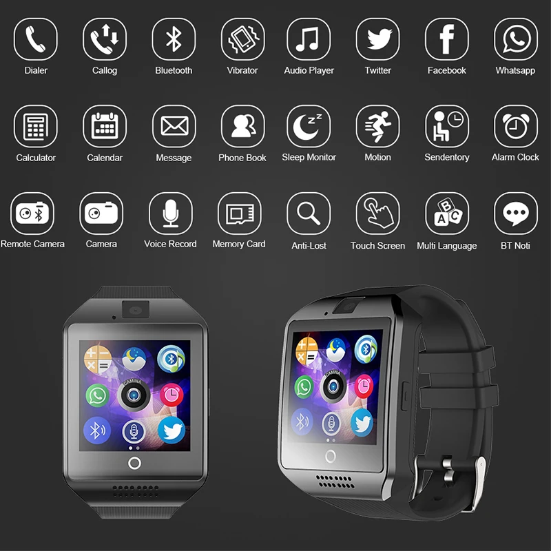 ITORMIS Bluetooth Смарт часы телефон Smartwatch Q18 с камерой сенсорный экран поддержка