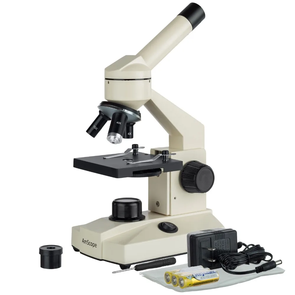 AmScope 40X 1000X полностью металлический оптический стеклянный объектив студенческий
