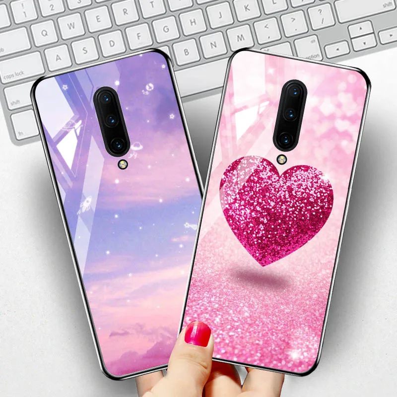 Чехол для Oneplus 7 7T Pro, Роскошный чехол из закаленного стекла, чехол для One plus 7 7T Pro, бампер, чехол