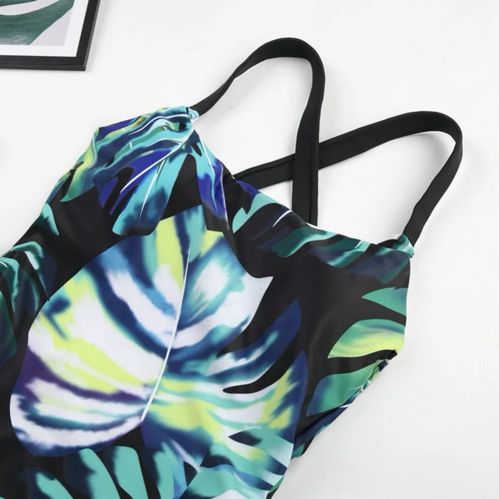 Женский купальный костюм Цельный купальник с принтом пляжная одежда