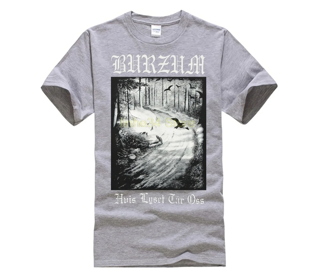 O-neck Hipster Tshirts Burzum Hvis Lyset Tar Otshirt Black Short Sleeve Men's T-shirt ( Bem166 ) Casual Cotton | Мужская одежда