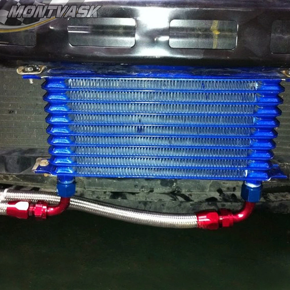 15 Row AN10 Transmission Engine Oil Cooler + 7&quot 12V Fan Fittings |