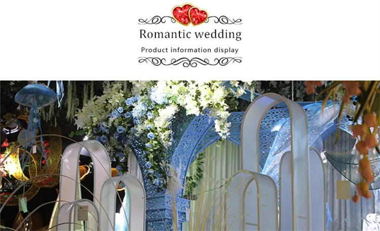 Wedding props wrought iron PVC wedding arch backdround arfificial flower stand road stage decor ornaments white pink gold frame