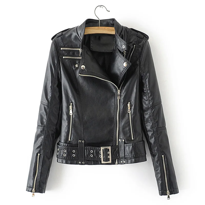2019 женская верхняя одежда с заклепками на молнии и отложным воротником Женская