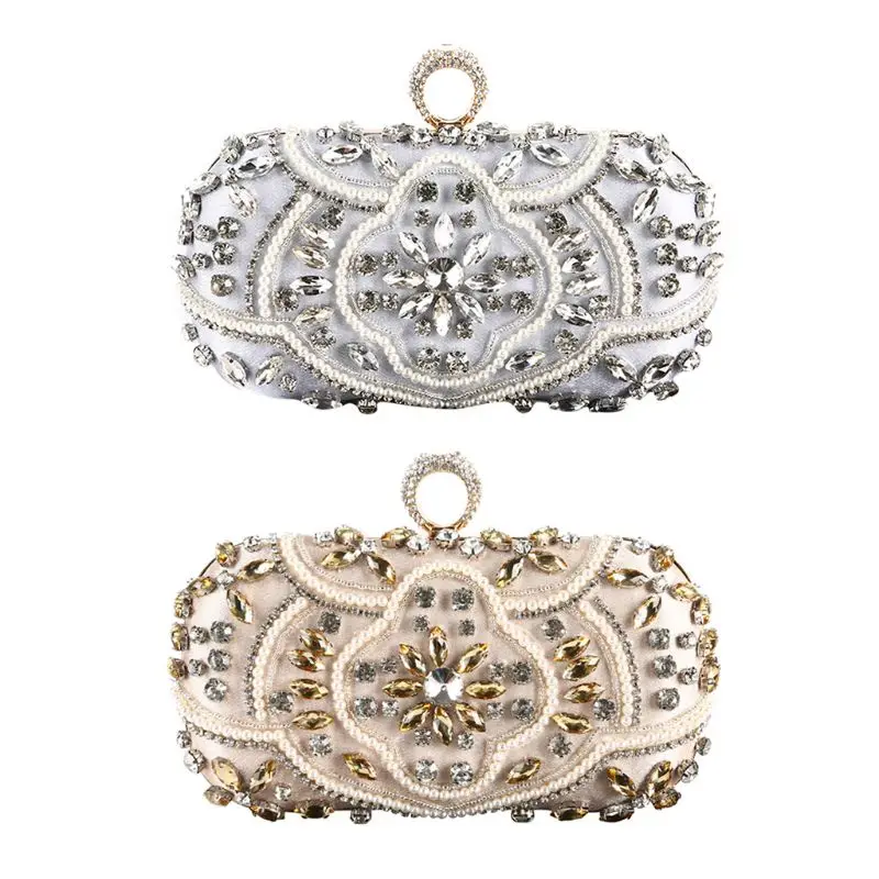 Party bags Evening Bags Diamond Pearls Beaded Wedding Clutch Women's Purse Handbags Wallets Evening Clutch Bag silver clutch