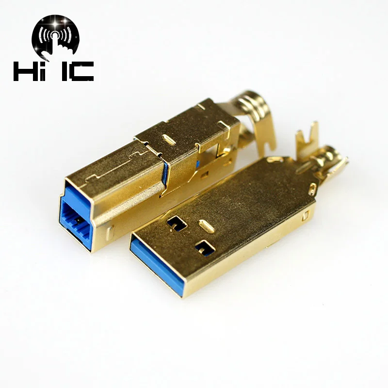 1 шт. позолоченный USB3.0 USB A USB B разъем джек хвост Sockect Разъем Порт Sockect для HiFi аудио оборудования DIY три части
