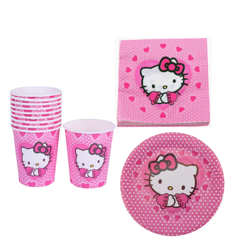 Kitty40pcs 40 шт./лот одноразовая посуда чашки пластины салфетки мерцание и Блеск День рождения Свадебные украшения принадлежности для детского душа - Цвет: Kitty40pcs