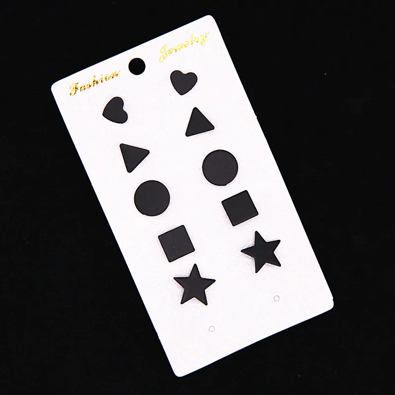 Популярные 6 пар серьги черный Цвет Треугольники Круглый Геометрические сердце