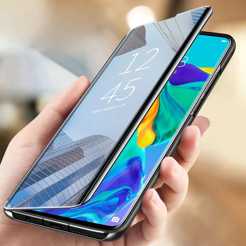 Защитный чехол для Huawei Mate 20 Pro Smart зеркальная поверхность кожаный флип телефона на