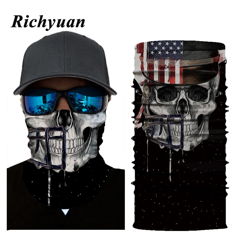 3D Балаклава маска для лица с волшебной шеей мотоциклетный Призрак Череп